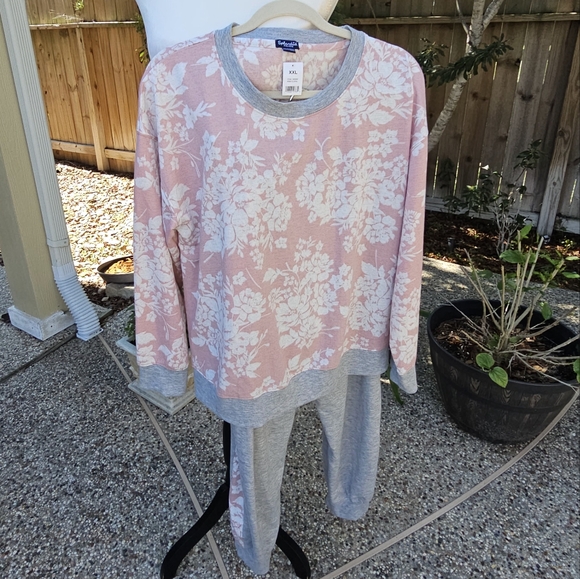 Nwt Splendid 2 Piece Pink Floral Print French Terry Pajamas/Lounge Set XXL/EEG - Picture 5 of 15